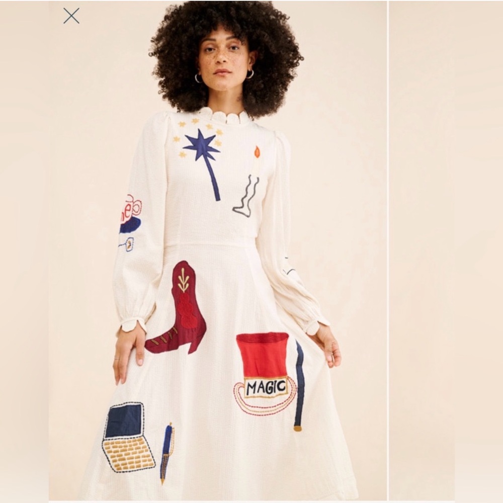 Anthropologie Stella Nova Katara Circus Midi Dress XXS in Ivory